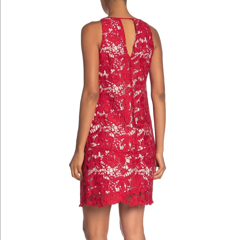NWOT Sam Edelman Lace Sleeveless Shift Dress Red - Picture 2 of 6